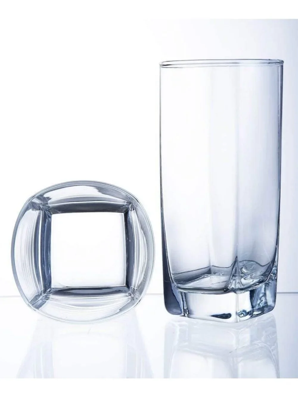 Set of 16 Square Drinking Glasses - Stylish Kitchen Drinkware for Everyday Use